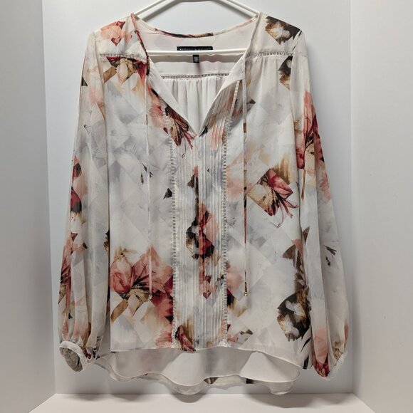 White House Black Market Zaida Boho Blouse in Ecru w/ Luscious - Picture 3 of 16